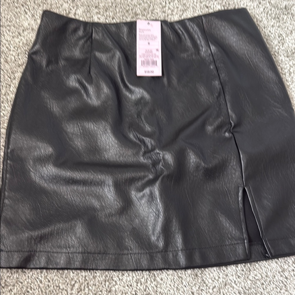 Black Faux Leather Mini Skirt